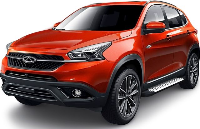 Пороги алюминиевые Rival Bmw-Style круг для Chery Tiggo 8 2020-2026. Артикул D180AL.0905.1