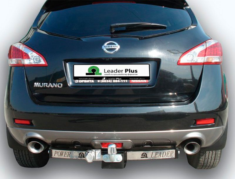 Фаркоп Лидер-Плюс для Nissan Murano Z51 2010-2015 (с накладкой из нерж. стали). Фланцевое крепление. Артикул N118-F(N)