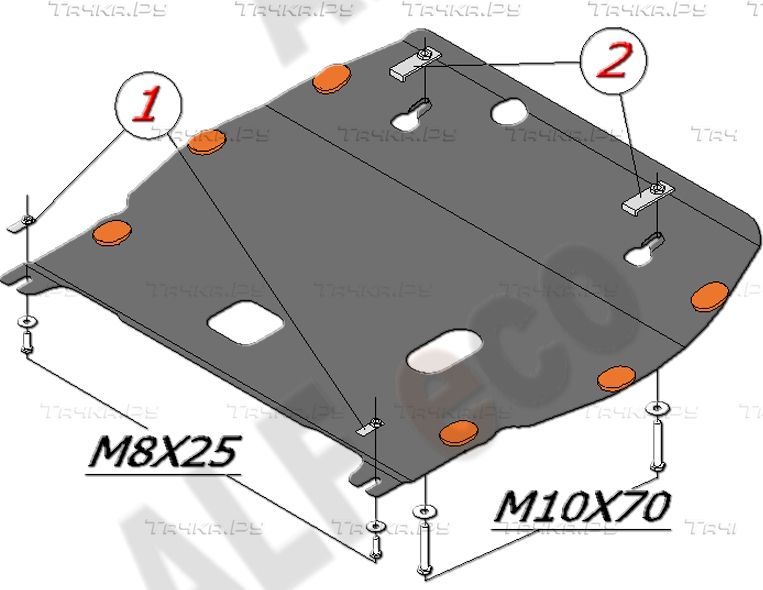 Защита алюминиевая Alfeco для картера и КПП Nissan Juke 2011-2026. Артикул ALF.15.35 AL4
