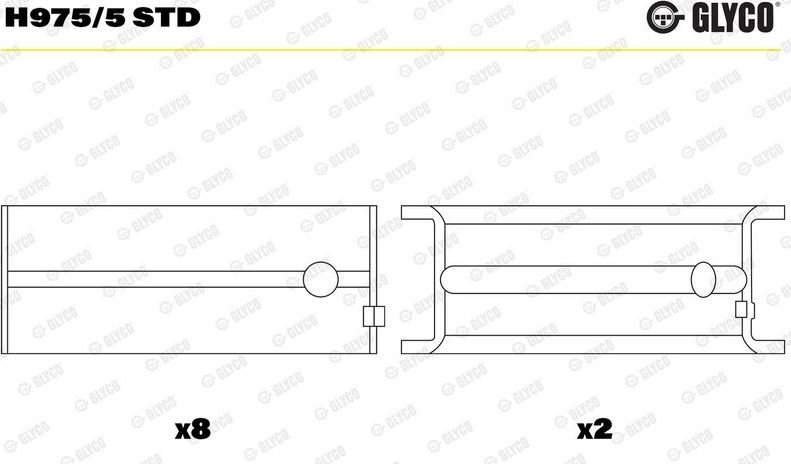 Вкладыши коренные Glyco для Chevrolet Cruze I 2009-2015. Артикул H975/5 STD