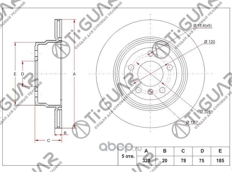 Диск тормозной (TI-Guar). Артикул TG34216793247
