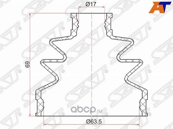 ПЫЛЬНИК ШРУСА NISSAN QASHQAI J10 06-13, J11 13-X-TRAIL T30,T31 07- 2 ХОМУТА. РЕЗИНА Пыльник шрус (SAT). Артикул C1716