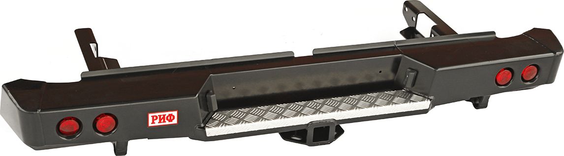 Бампер силовой РИФ задний с квадратом под фаркоп и фонарями для Toyota Hilux 2015-2026. Артикул RIFREV-20150