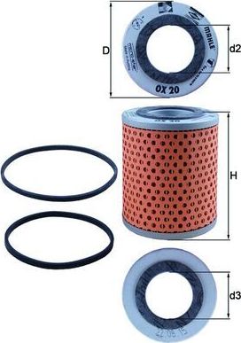 Масляный фильтр Mahle для MG Midget 1964-1974. Артикул OX 20D