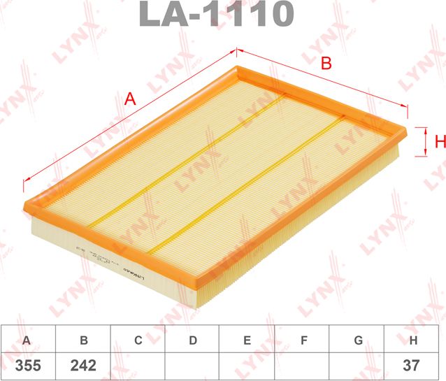 Воздушный фильтр LYNXauto. Артикул LA-1110