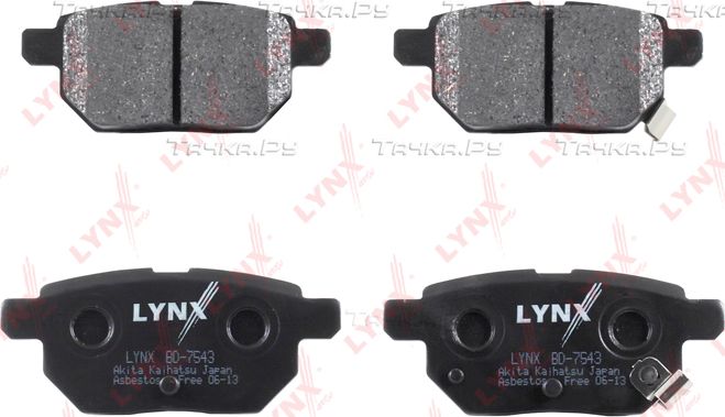 Тормозные колодки LYNXauto задние для Lexus CT I 2010-2018. Артикул BD-7543