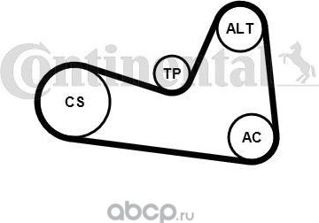 Ремень поликлиновый + натяжной ролик Renault Nissan 6 PK 1200 K1 Continental (VDO). Артикул 6PK1200K1
