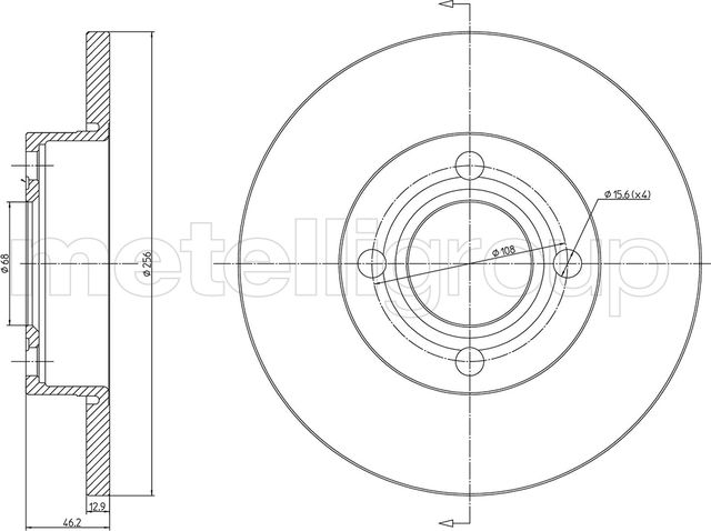 Тормозной диск Metelli передний для Audi 90 II (B3) 1987-1991. Артикул 23-0062