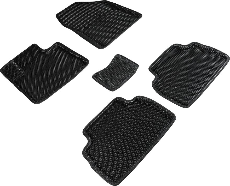 Коврики Seintex 3D EVA Ромб для салона Hyundai Santa Fe IV 5мест 2018-2020 ЧЕРНЫЕ. Артикул 95289