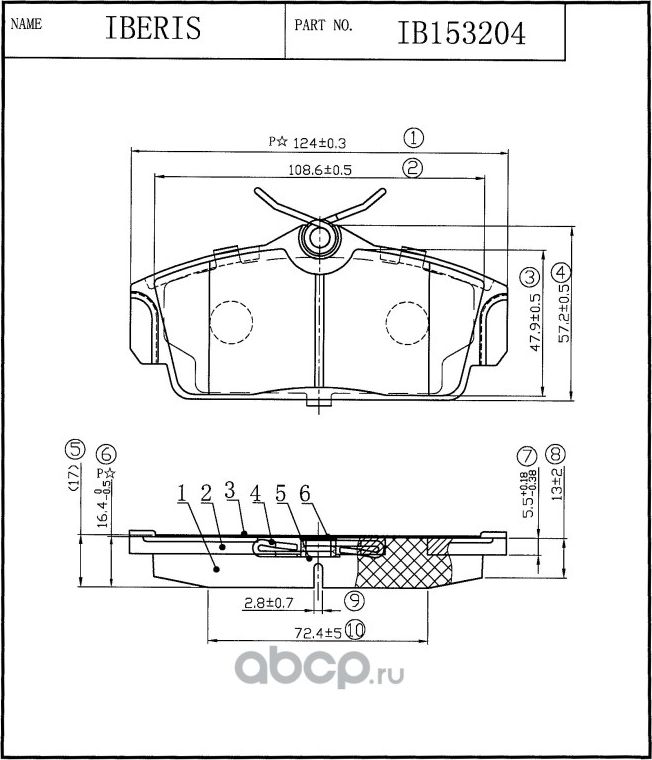 КОЛОДКИ ТОРМ.ПЕРЕД., К-Т NISSAN ALMERA II (N16E) (+ABS) (Iberis). Артикул IB153204