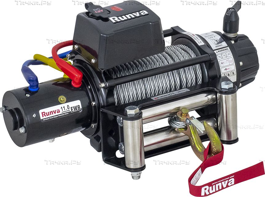 Лебёдка электрическая 12V Runva 11000 lbs 5000 кг (влагозащищенная) стальной трос. Артикул EWB11000S