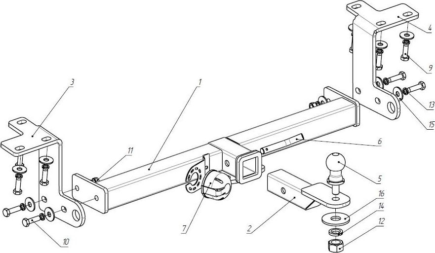 Фаркоп Bizon для Suzuki Grand Vitara III 3-дв. 2005-2015 с нержавеющей накладкой. Быстросъемный крюк. Артикул FA 0852-E(N)