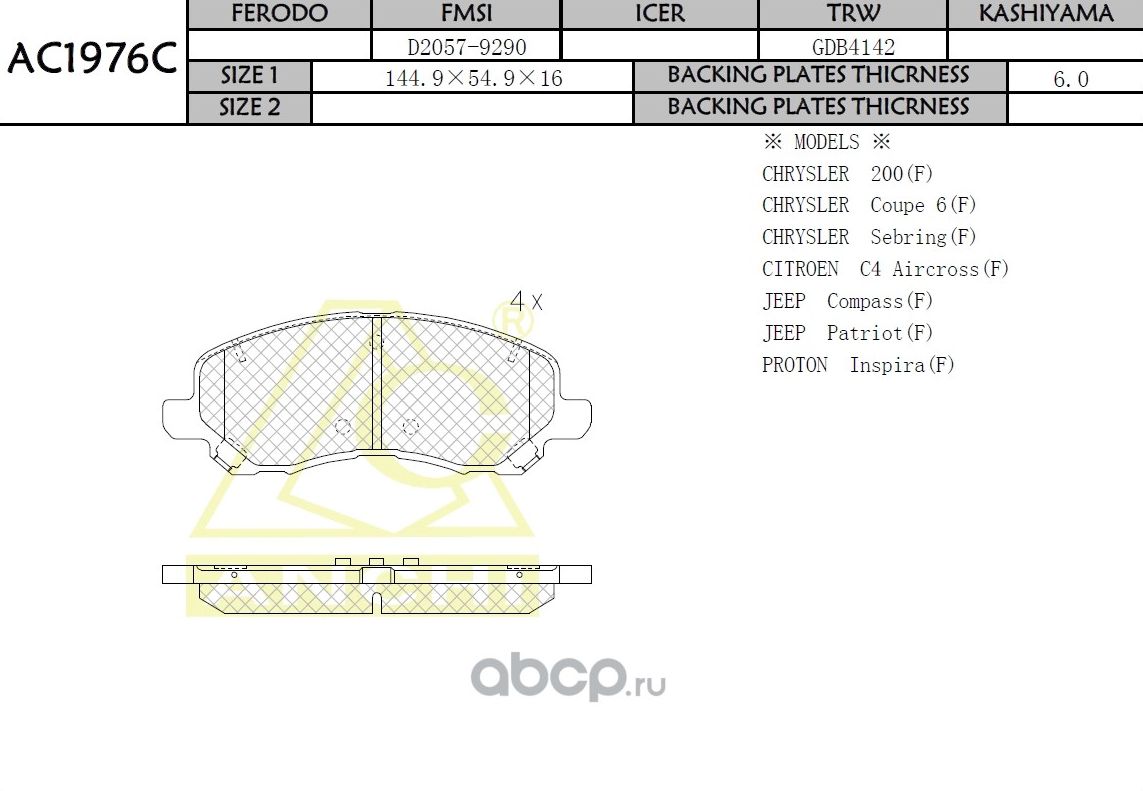 Тормозные колодки ANCHI AC1976C. Артикул AC1976C