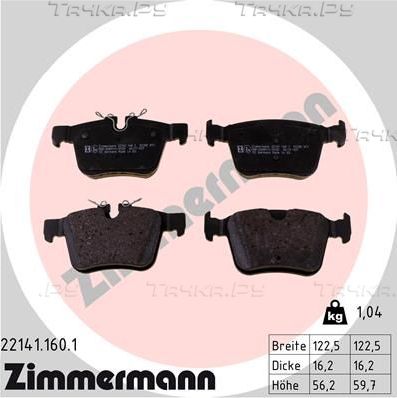 Тормозные колодки Zimmermann задние для Volvo S90 II 2016-2026. Артикул 22141.160.1
