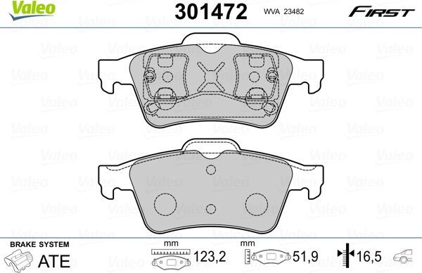 Тормозные колодки Valeo First. Артикул 301472