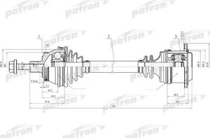 Полуось (привод в сборе, приводной вал) Patron правая/левая для Audi A6 II (C5) 1997-2005. Артикул PDS0692