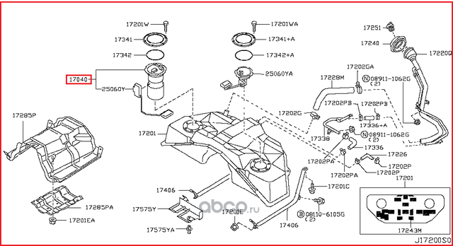 Топливный фильтр Nissan. Артикул 17040CG20B