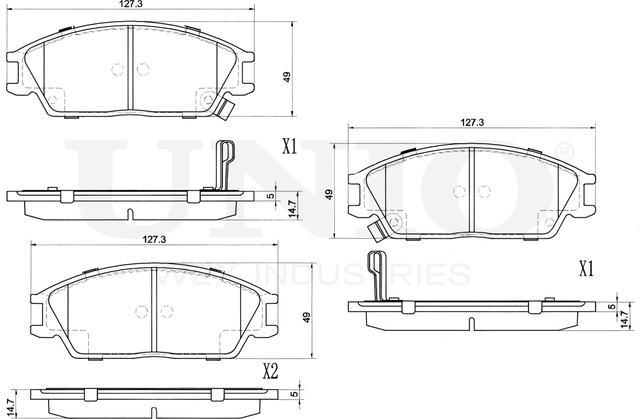Колодки тормозные дисковые, комплект (Unio). Артикул BRP-20231