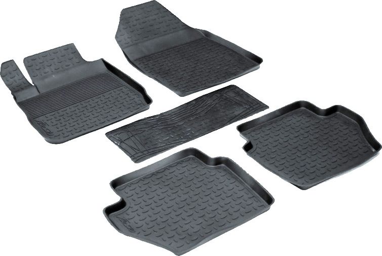 Коврики резиновые Seintex с высоким бортиком для салона Ford Fiesta VI до рестайлинга 2008-2015. Артикул 01073