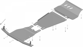 Защита Мотодор усиленная для двигателя, КПП, переднего дифференциала, РК Mitsubishi L200 V 2015-2026. Артикул 11339