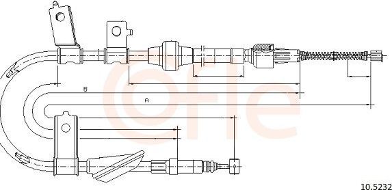 Трос ручника (тросик ручного тормоза) Cofle для Rover 45 2000-2005. Артикул 92.10.5232