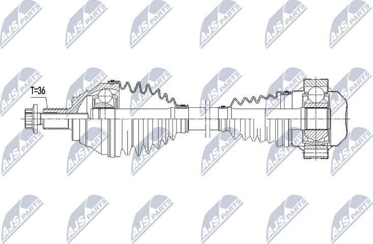 Полуось (привод в сборе, приводной вал) NTY. Артикул NPW-VW-063