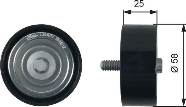 Направляющий (ведущий) ролик приводного поликлинового ремня Gates DriveAlign®. Артикул T36407