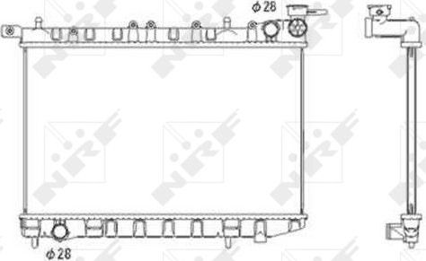 Радиатор охлаждения двигателя NRF (алюминий) для Nissan Sunny N14 1990-1995. Артикул 53583