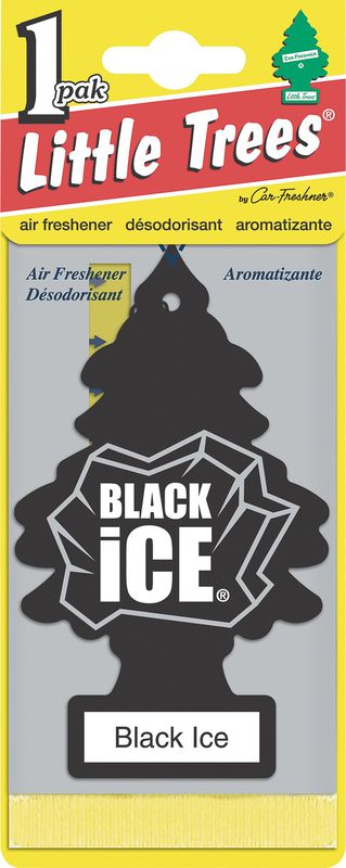 Ароматизатор воздуха Car-Freshner Ёлочка Черный лед (Black Ice) подвесной, картонный. Артикул U1P-10155-RUSS