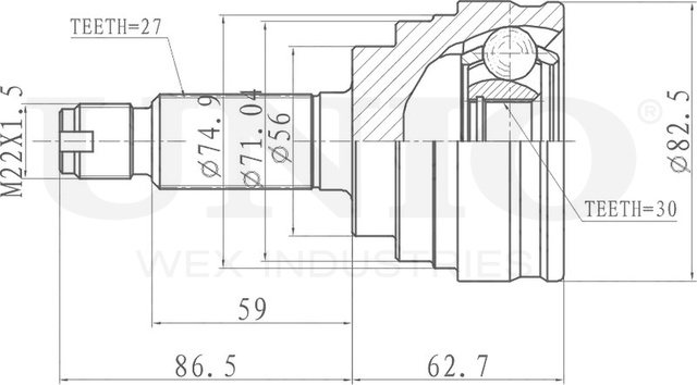 ШРУС наружный (Unio). Артикул CVJ-20258