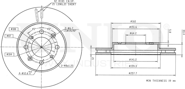 Диск тормозной (Unio). Артикул BRD-20340