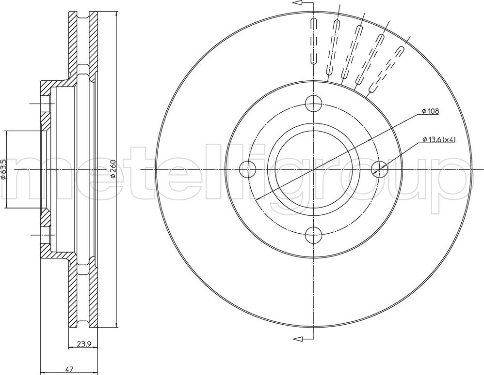 Тормозной диск Metelli. Артикул 23-0316