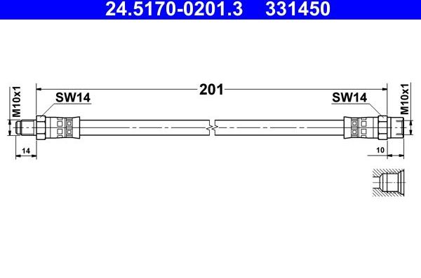 Тормозной шланг ATE. Артикул 24.5170-0201.3
