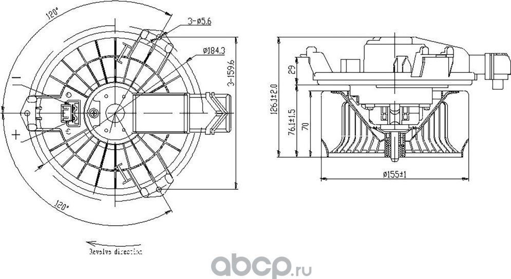 Электровентилятор отопителя для Toyota Camry (07-)/RAV 4 (06-)/Lexus RX 350 (09-) (auto A/C) (Fehu). Артикул ffh1032