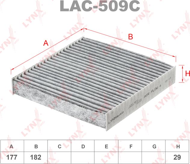 Салонный фильтр LYNXauto. Артикул LAC-509C