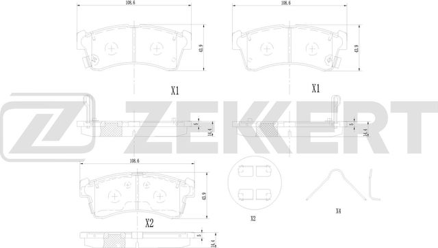 Тормозные колодки Zekkert передние для Honda Insight II 2009-2014. Артикул BS-1417