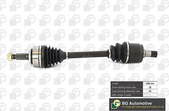 Полуось (привод в сборе, приводной вал) BGA. Артикул DS2519L