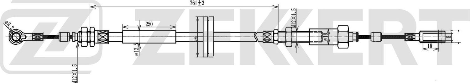 Трос ручника (тросик ручного тормоза) Zekkert. Артикул BZ-1010