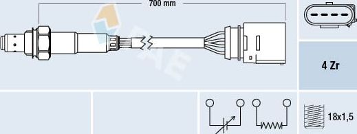Лямбда-зонд (кислородный датчик) FAE. Артикул 77205