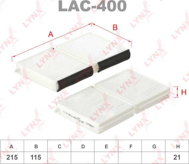 Салонный фильтр LYNXauto. Артикул LAC-400