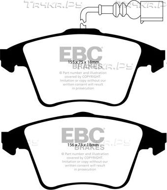 Тормозные колодки EBC Brakes передние для Volkswagen Multivan T6 2015-2026. Артикул DP21556