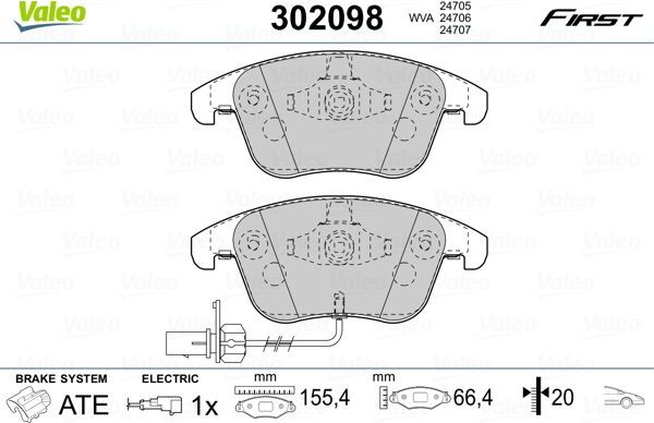 Тормозные колодки Valeo First. Артикул 302098