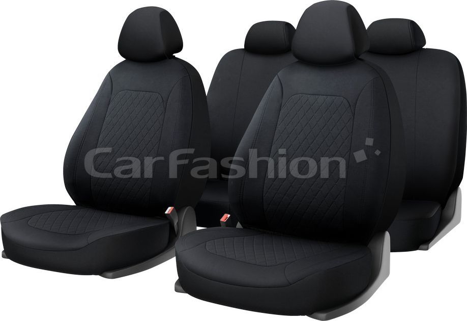 Чехлы универсальные CarFashion Cross на сидения авто, цвет Черный/Черный/Черный. Артикул 10127