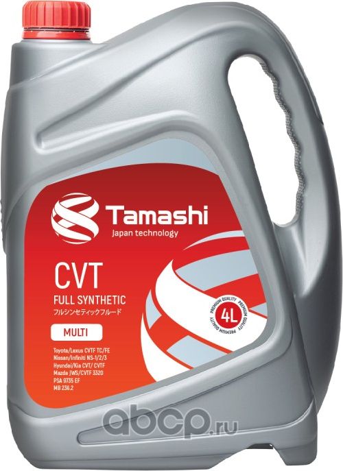 Жидкость трансмиссионная 4л CVT MULTI (NS2/NS3, TC/FE, JWS, J4,J1, MB236.20, VAG (Tamashi). Артикул ATFTCVT4