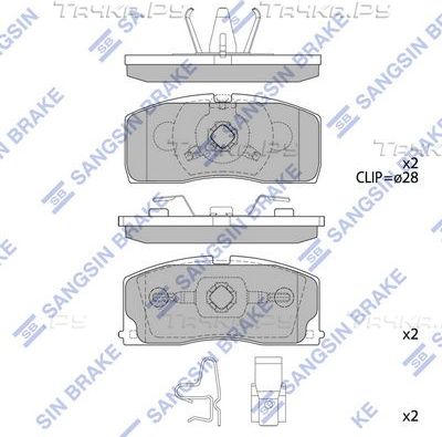 Тормозные колодки Sangsin Hi-Q передние для Geely CK (Otaka) I 2005-2016. Артикул SP2154