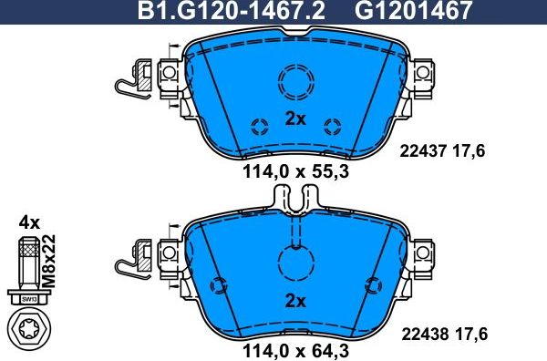 Тормозные колодки Galfer. Артикул B1.G120-1467.2