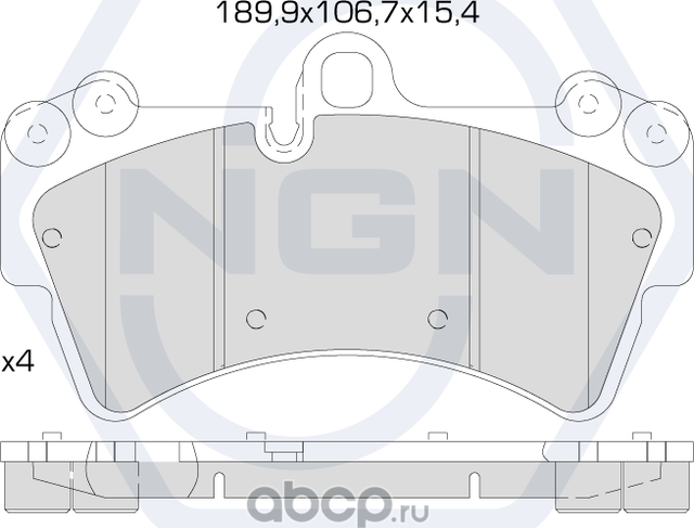 Колодки тормозные керамические, передние (NGN). Артикул 3501954