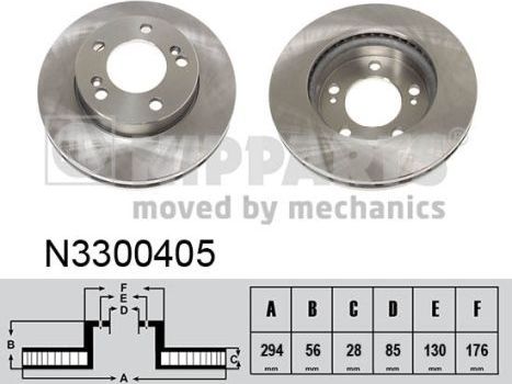 Тормозной диск Nipparts передний для SsangYong Actyon Sports I 2007-2012. Артикул N3300405