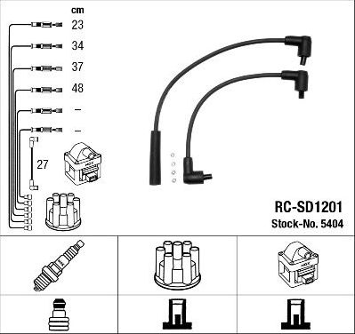 Высоковольтные провода (провода зажигания) (комплект) NGK. Артикул 5404