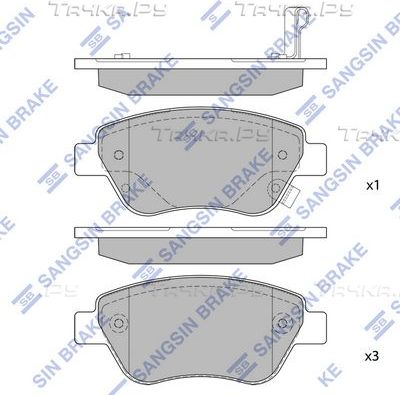 Тормозные колодки Sangsin Hi-Q передние для Opel Corsa D 2006-2014. Артикул SP1810